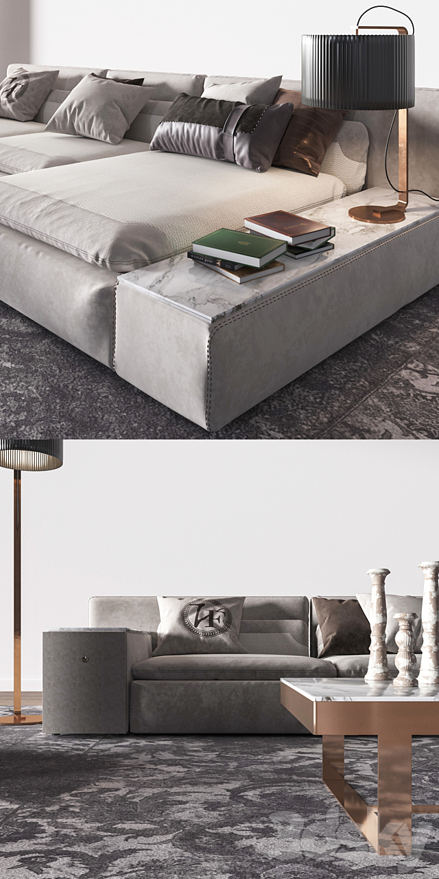 Set Vittoria Frigerio Sofa Serbelonni 3ds Max - thumbnail 2