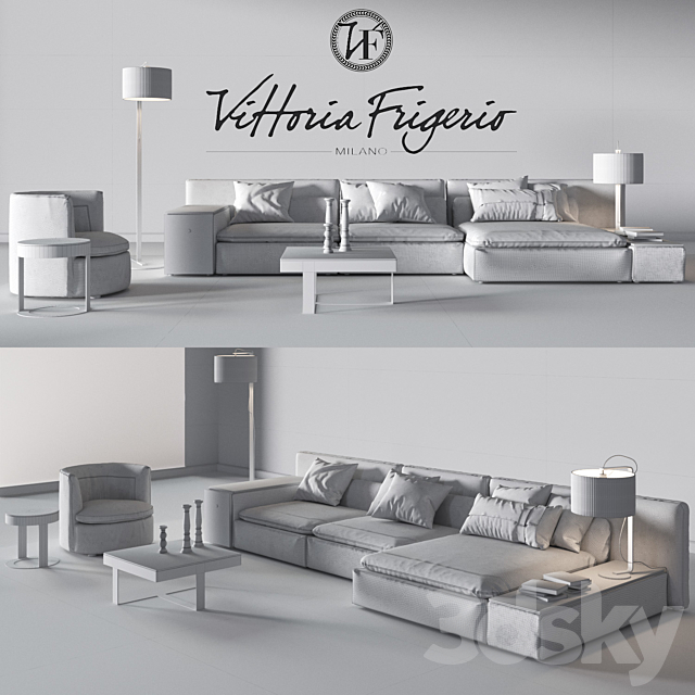 Set Vittoria Frigerio Sofa Serbelonni 3ds Max - thumbnail 3