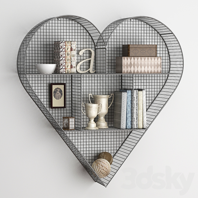 SHELF HEART ZINC 3ds Max - thumbnail 1