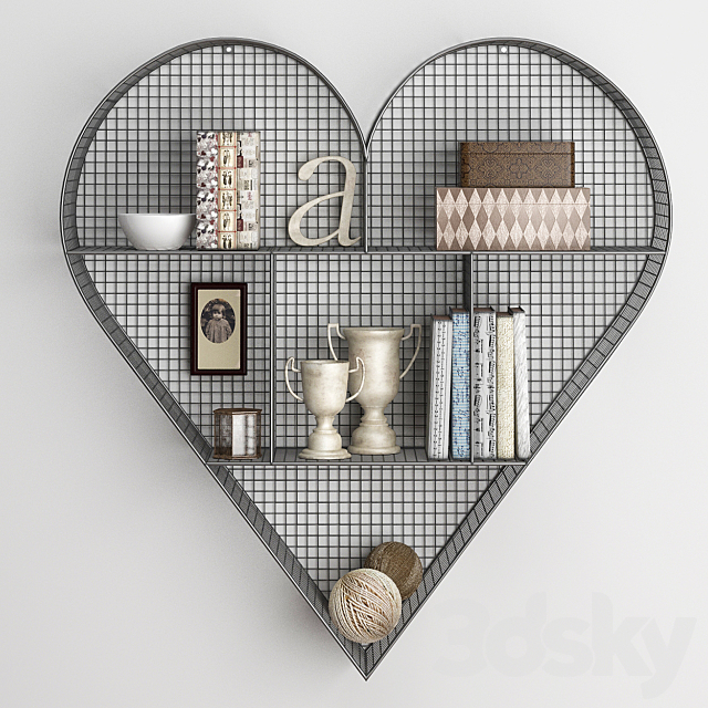 SHELF HEART ZINC 3ds Max - thumbnail 3