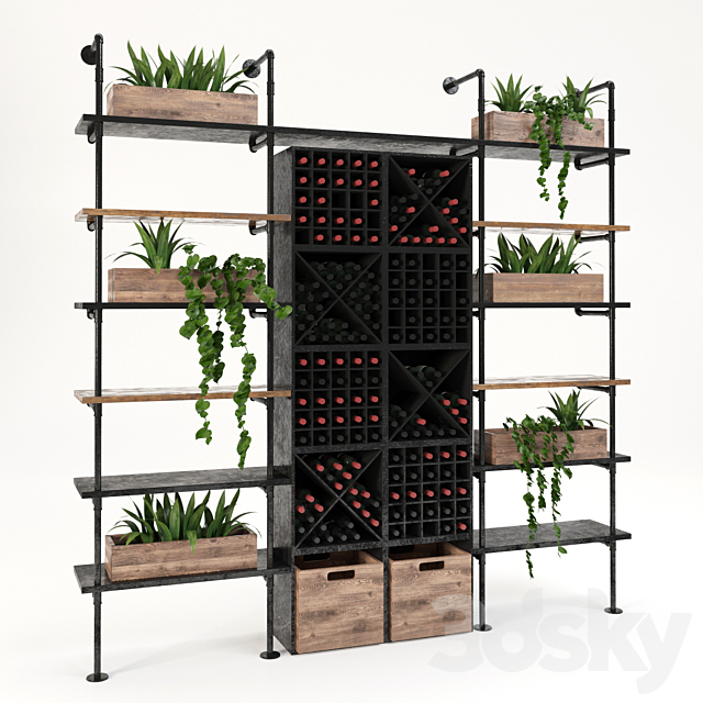 Shelving Wine Station 4 3ds Max - thumbnail 1