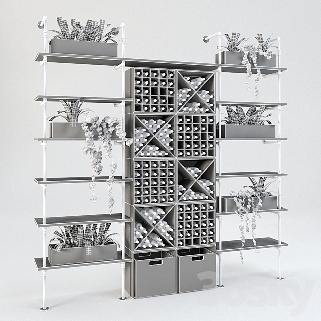 Shelving Wine Station 4 3ds Max - thumbnail 2