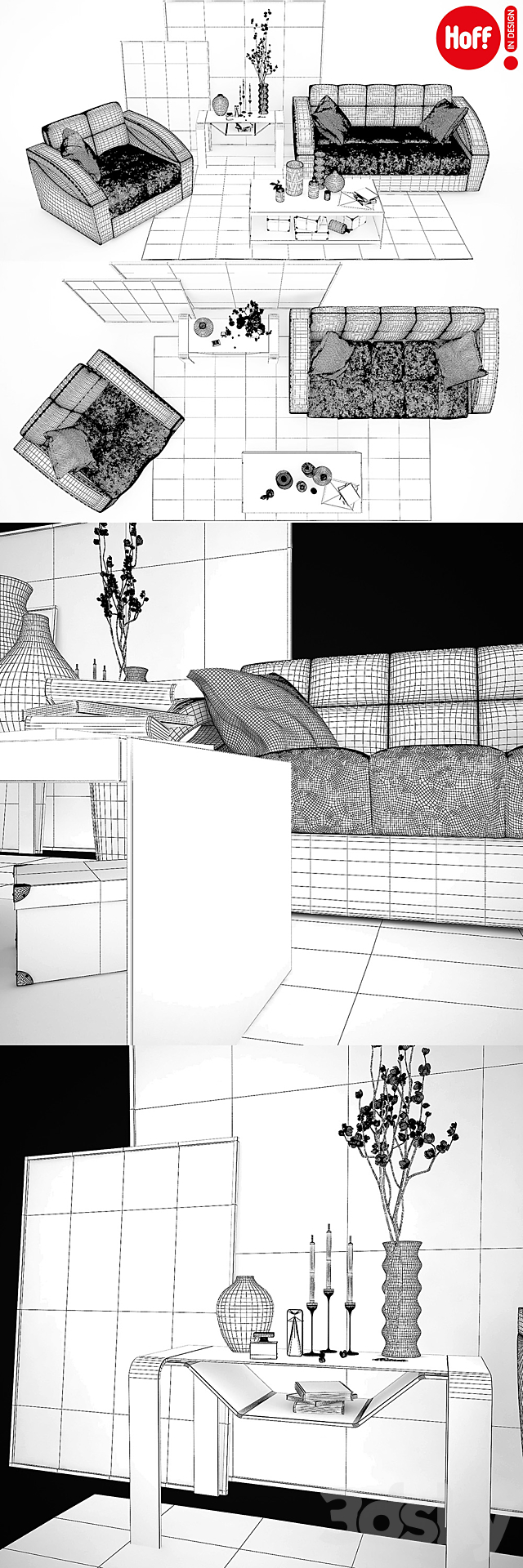 Sofa armchair (Hoff) and decor 3ds Max - thumbnail 3