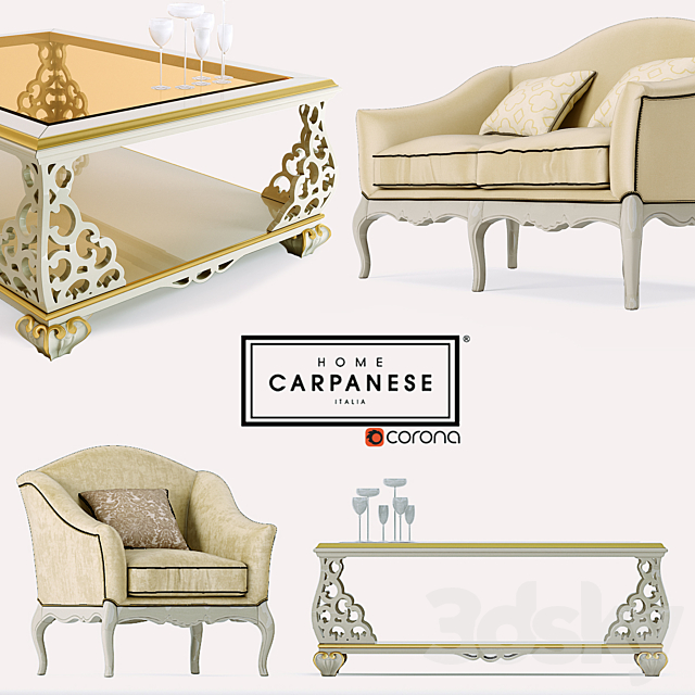 Sofa armchair table Carpanese 3ds Max - thumbnail 1