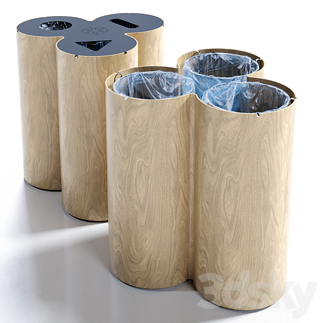 Trio recycling bin by Materia 3ds Max - thumbnail 1