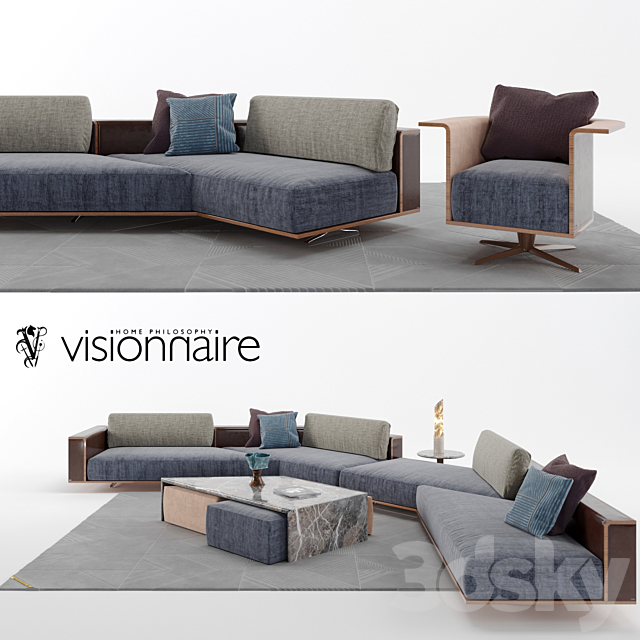 Visionnaire | Convention Modular Sofa 3ds Max - thumbnail 1