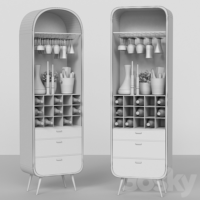 Wardrobe bar with alcohol 3ds Max - thumbnail 2