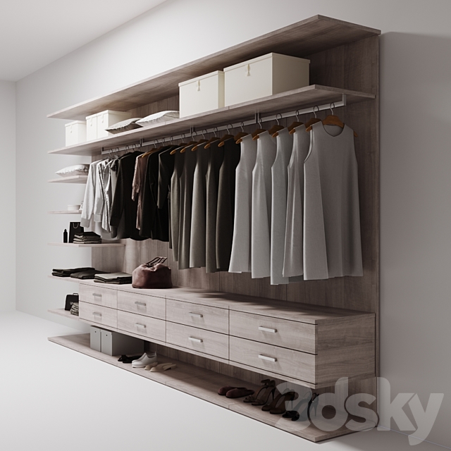 wardrobe with clothes 3ds Max - thumbnail 3