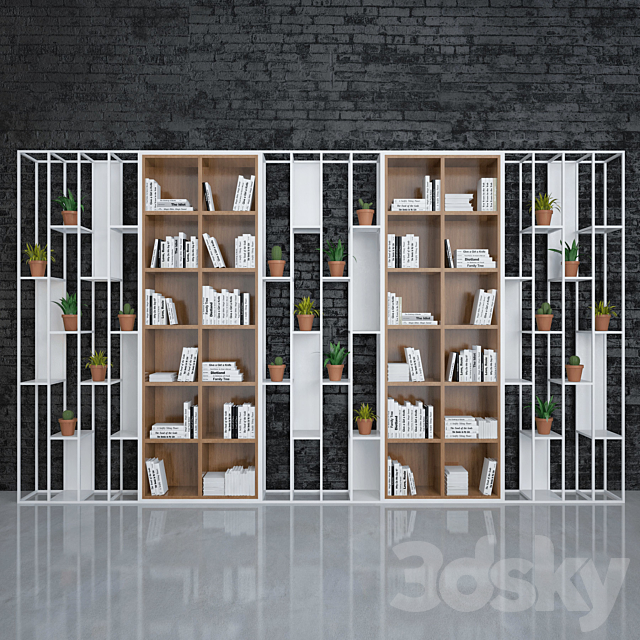 White Book Shelf 3ds Max - thumbnail 1