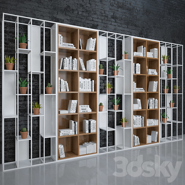 White Book Shelf 3ds Max - thumbnail 2