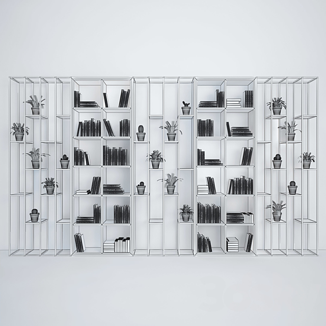 White Book Shelf 3ds Max - thumbnail 3