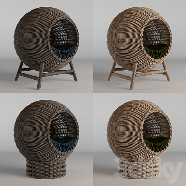 Wicker baskets for pets 3ds Max - thumbnail 1