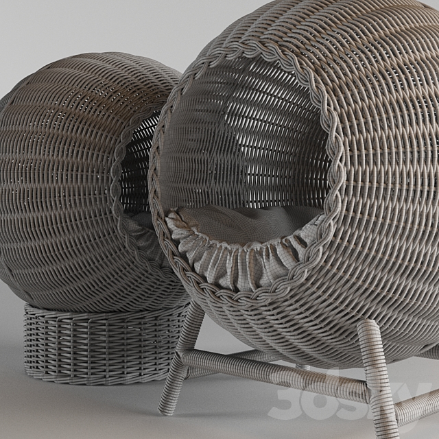 Wicker baskets for pets 3ds Max - thumbnail 3