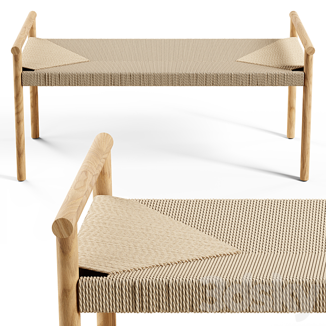 Zara Home – The braided bench – Large 3ds Max - thumbnail 1