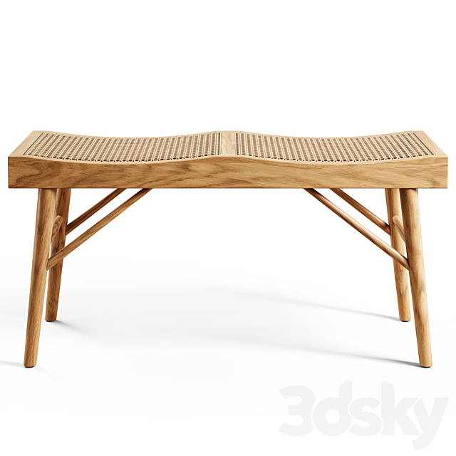 Zara Home – The wood and rattan bench – Medium 3ds Max - thumbnail 1