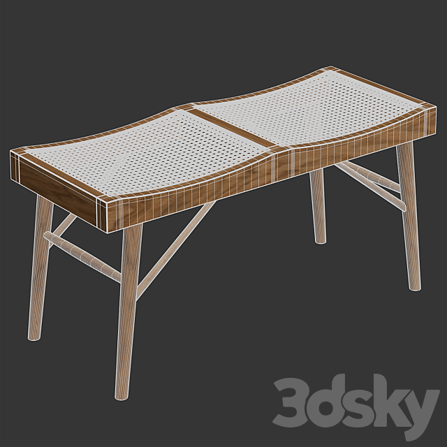 Zara Home – The wood and rattan bench – Medium 3ds Max - thumbnail 3