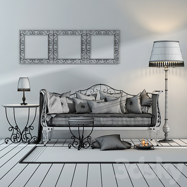 A set of forged furniture 3DS Max Model - thumbnail 2