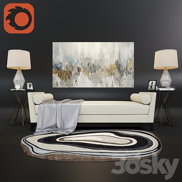 A set of furniture and decor 3DSMax File - thumbnail 1