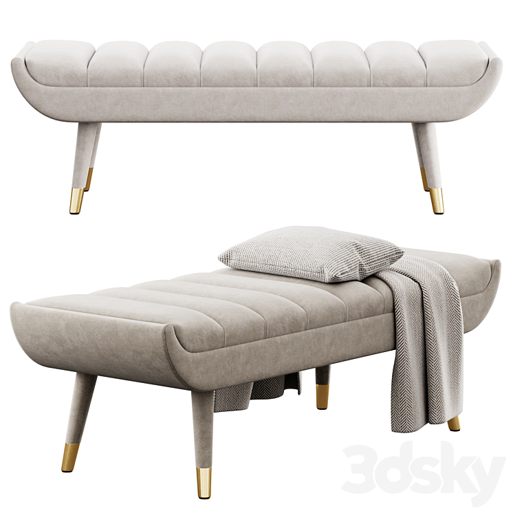 Accent Bench by Modway 3DS Max Model - thumbnail 1