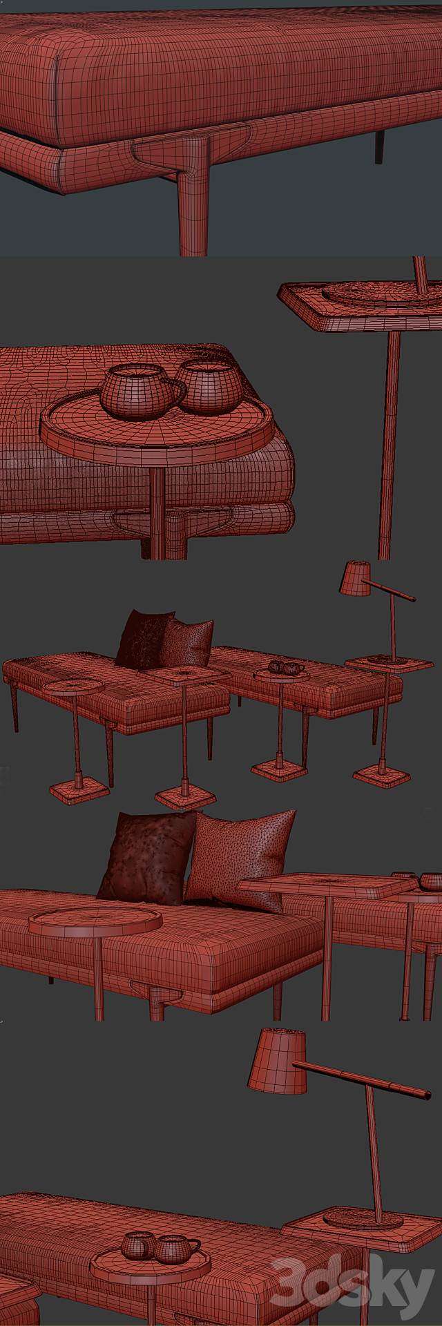 Andrea Rectangular Bench Kaela Accent Tables 3DSMax File - thumbnail 3