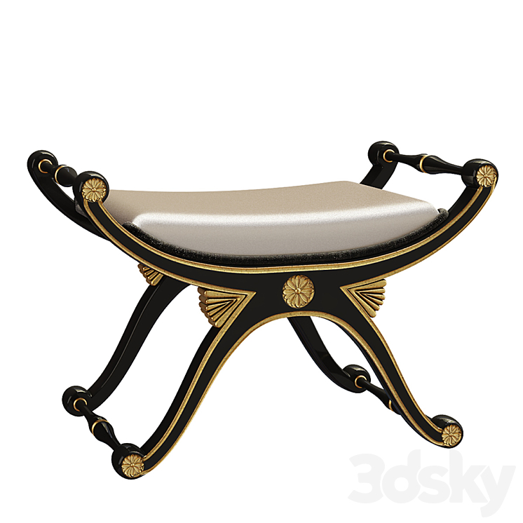 Art deco bench 3DS Max Model - thumbnail 1