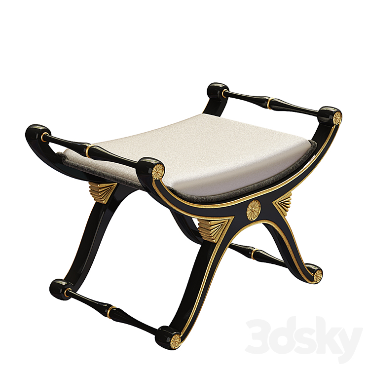 Art deco bench 3DS Max Model - thumbnail 2