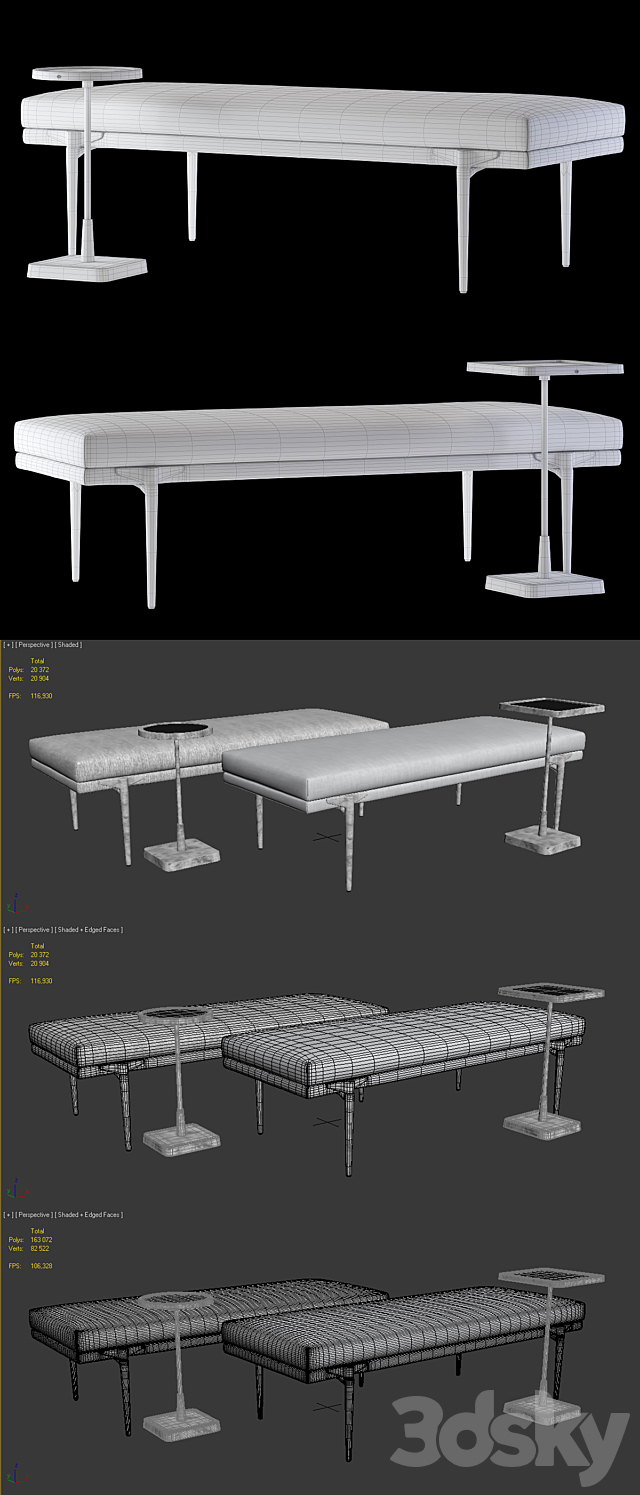 Arteriors Andrea Benches and Kaela Tables 3DSMax File - thumbnail 3