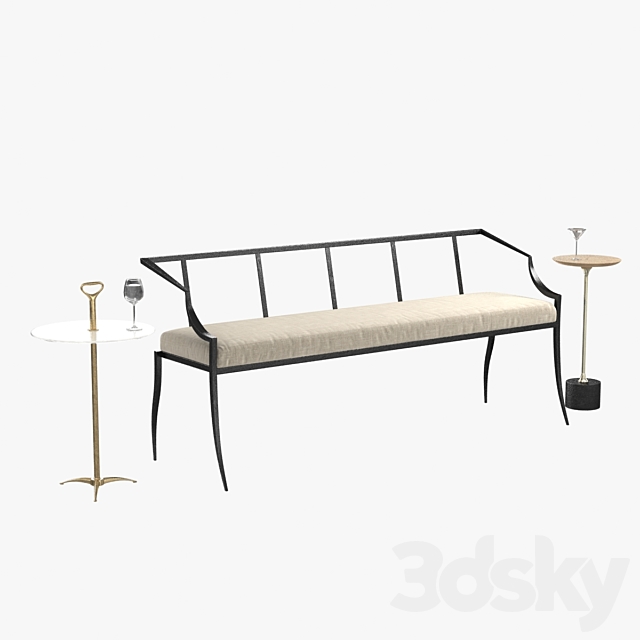 arteriors lexi bench harper fitz accent table 3ds Max - thumbnail 1