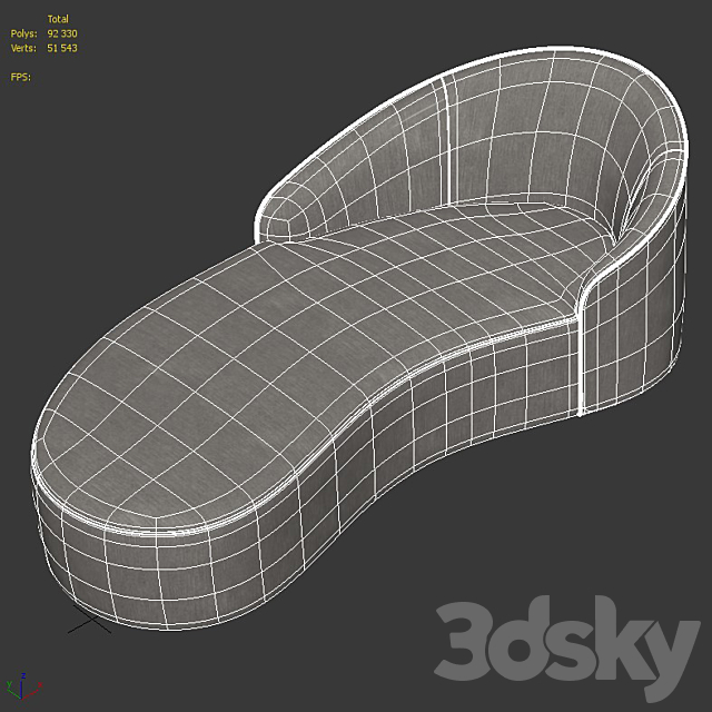 Arteriors turner chaise 3DSMax File - thumbnail 4