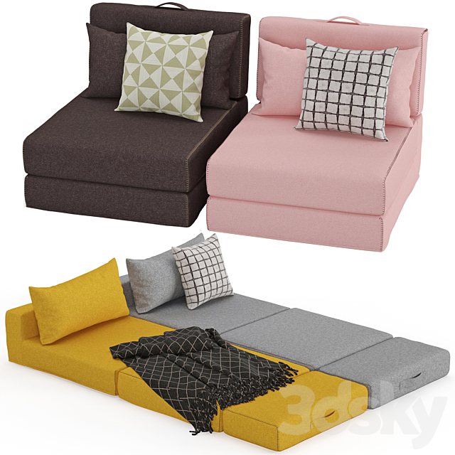 Arty pouf bed 3ds Max - thumbnail 1