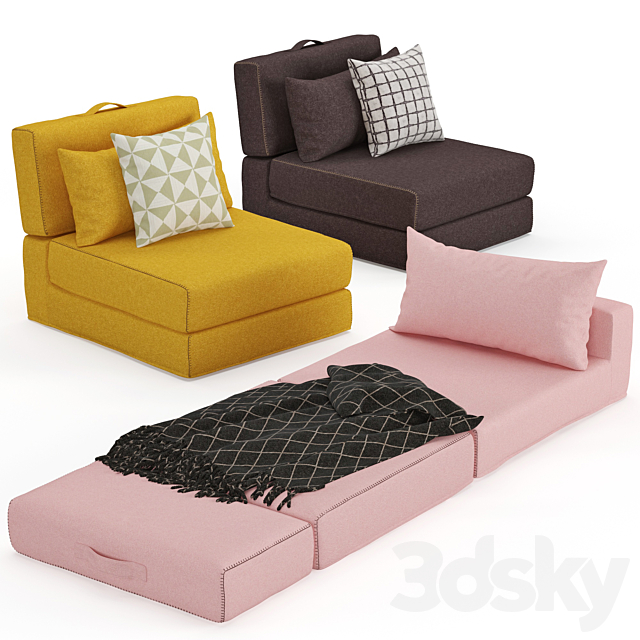 Arty pouf bed 3ds Max - thumbnail 2