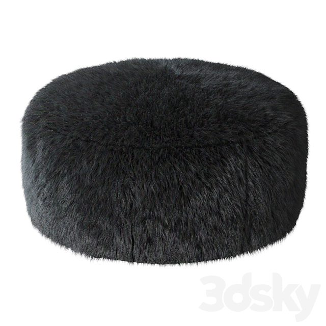 Aspyn Faux Fur Shag Ottoman 3ds Max - thumbnail 1