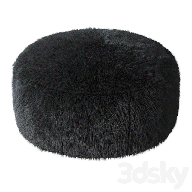 Aspyn Faux Fur Shag Ottoman 3ds Max - thumbnail 3