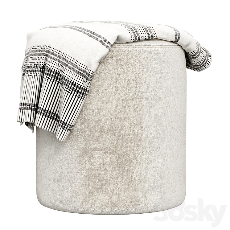 Auburn ottoman Westelm 3DS Max Model - thumbnail 1