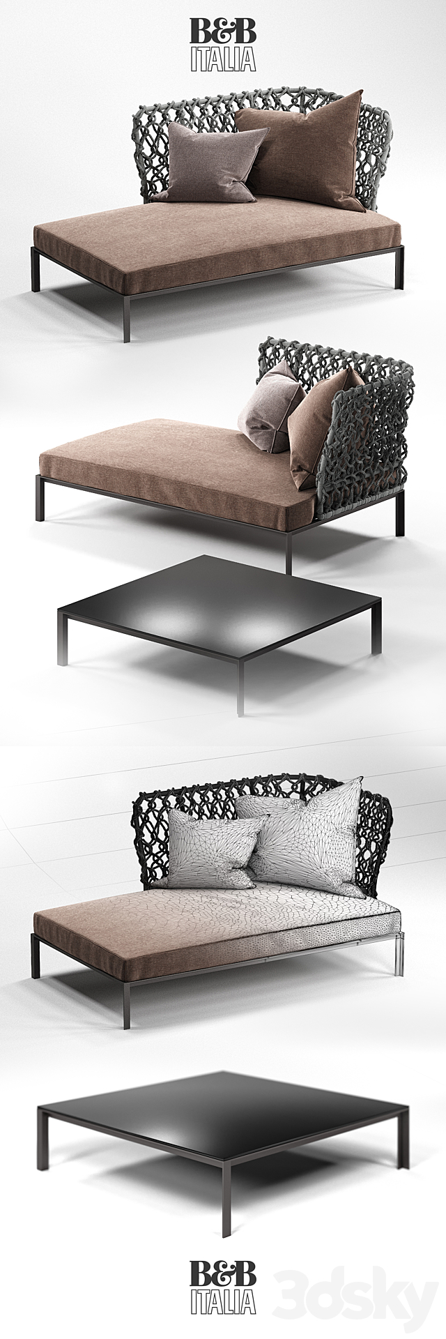 B & B Ravel Sofa R160A6D and Table TR90 3DS Max Model - thumbnail 2