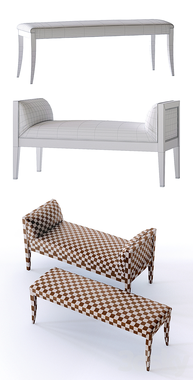 Baker Atelier and 20th Century bench 3ds Max - thumbnail 3