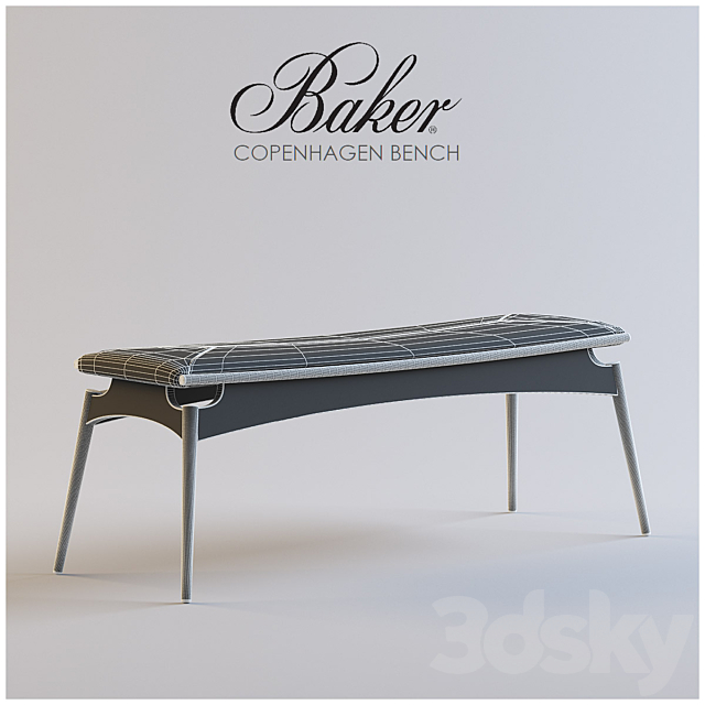 Baker Copenhagen Bench 3ds Max - thumbnail 2