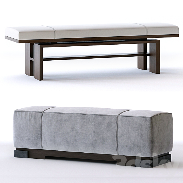 Baker Press bench and Star ottoman 3DSMax File - thumbnail 1