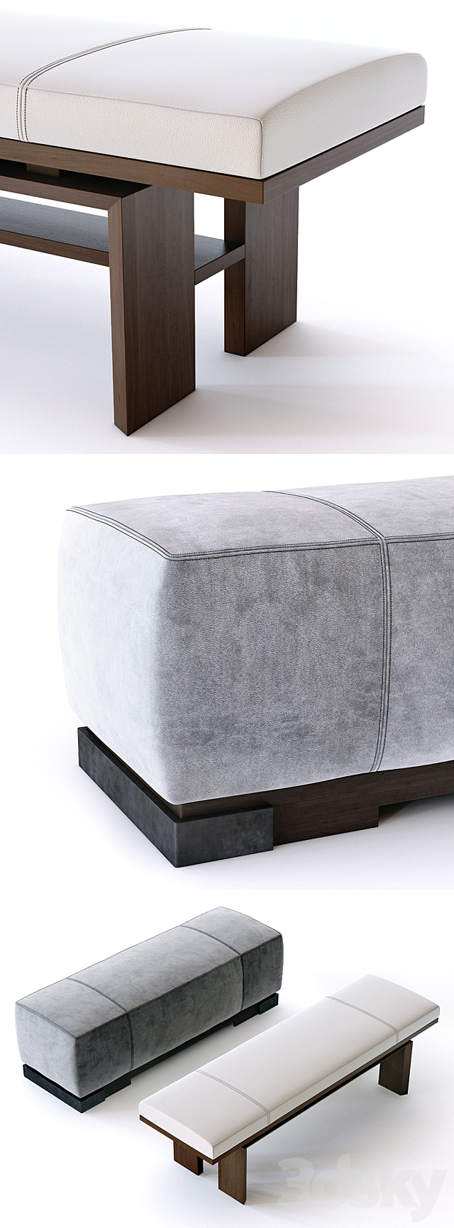 Baker Press bench and Star ottoman 3DSMax File - thumbnail 2