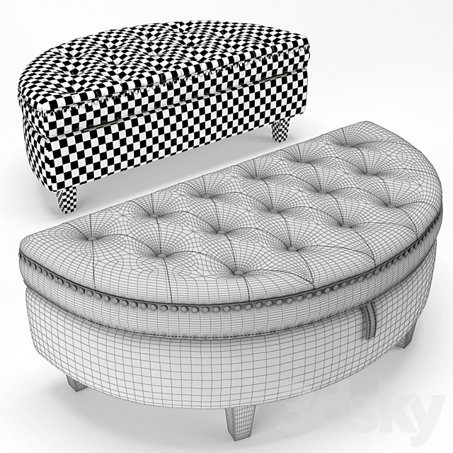 Baldy Tufted Storage Ottoman (re-casting) 3DS Max Model - thumbnail 2