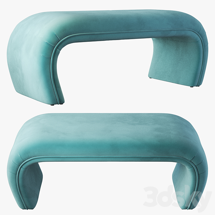 Barnes upholstered bench (5 colors) 3DS Max Model - thumbnail 1