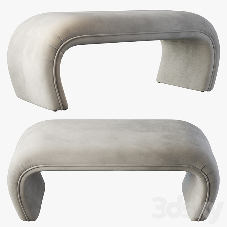 Barnes upholstered bench (5 colors) 3DS Max Model - thumbnail 2