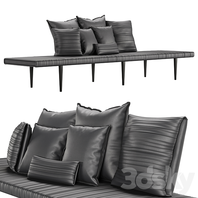 Baxter garcon bench and pillows 3DS Max Model - thumbnail 2