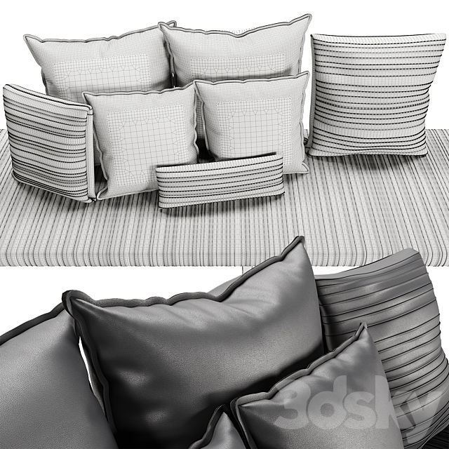 Baxter garcon bench and pillows 3DS Max Model - thumbnail 3