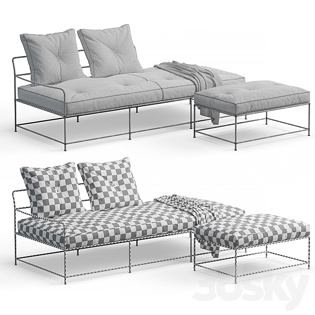 Baxter Girgenti Sofa with Ottoman 3ds Max - thumbnail 3