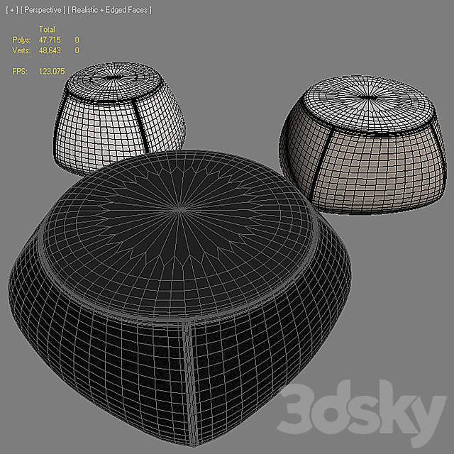 B&B ITALIA FAT SOFA Pouf 3DS Max Model - thumbnail 2