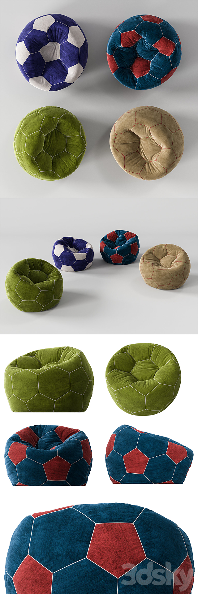 Bean Bag Ball Set 3DS Max Model - thumbnail 2