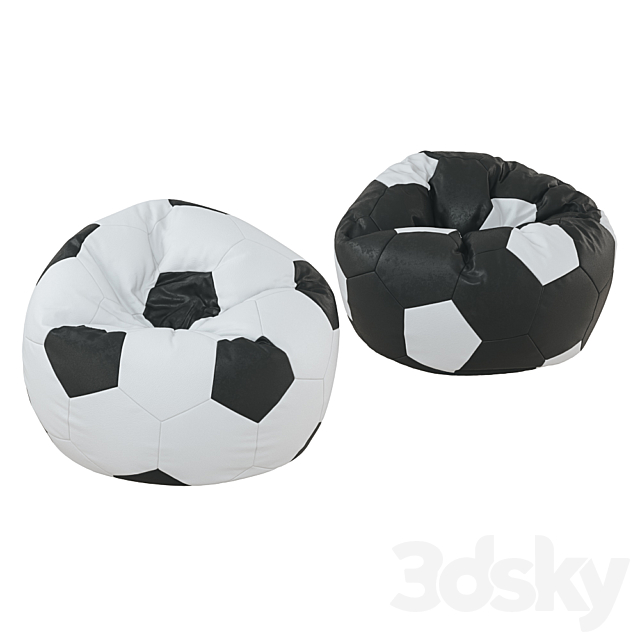 Bean bag soccer ball leather 3ds Max - thumbnail 2