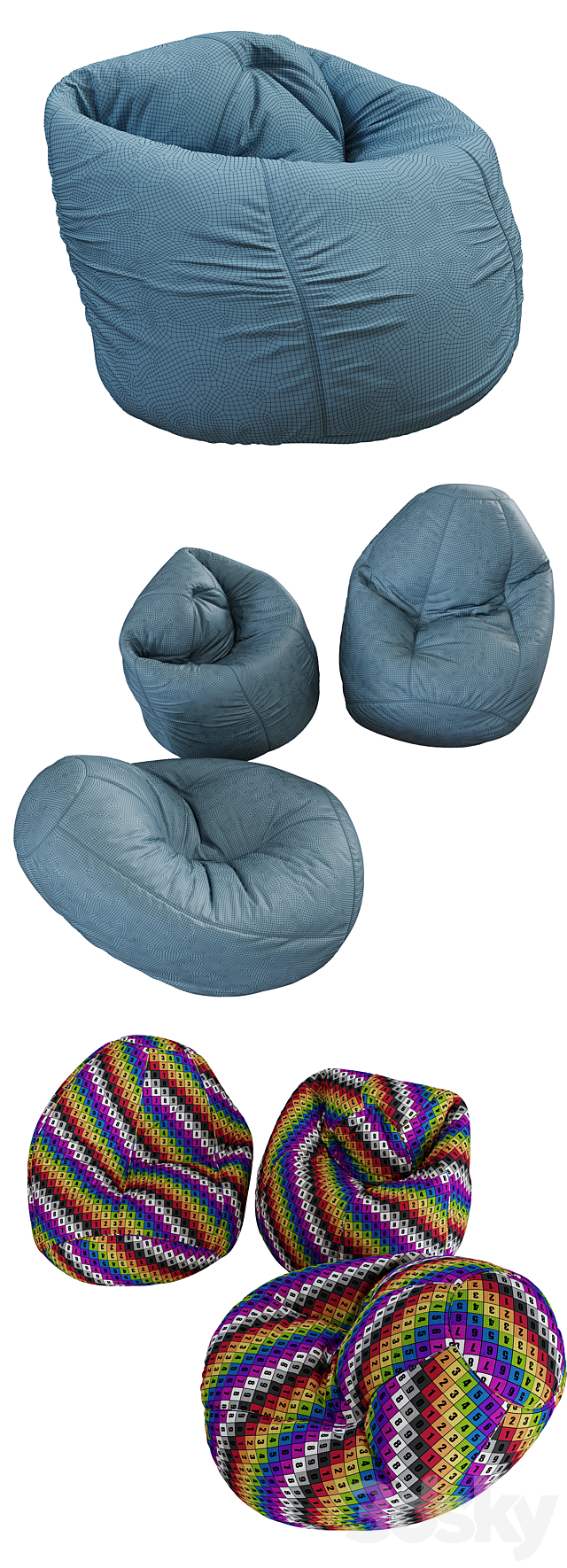 Bean bags 3ds Max - thumbnail 3