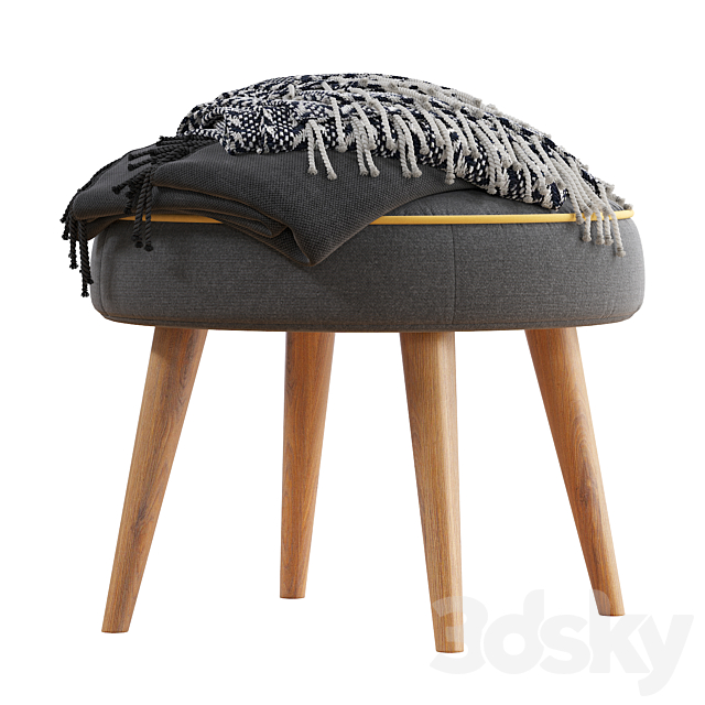 Belham Living Milo Mid-Century Modern Ottoman 3DS Max Model - thumbnail 3